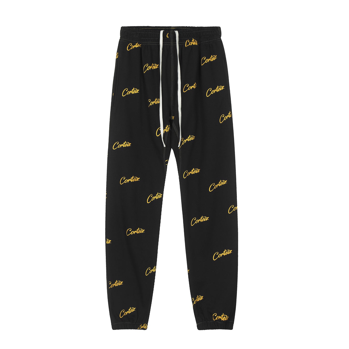 Corteiz - Joggebukse med All Over Print - Sort/Gul