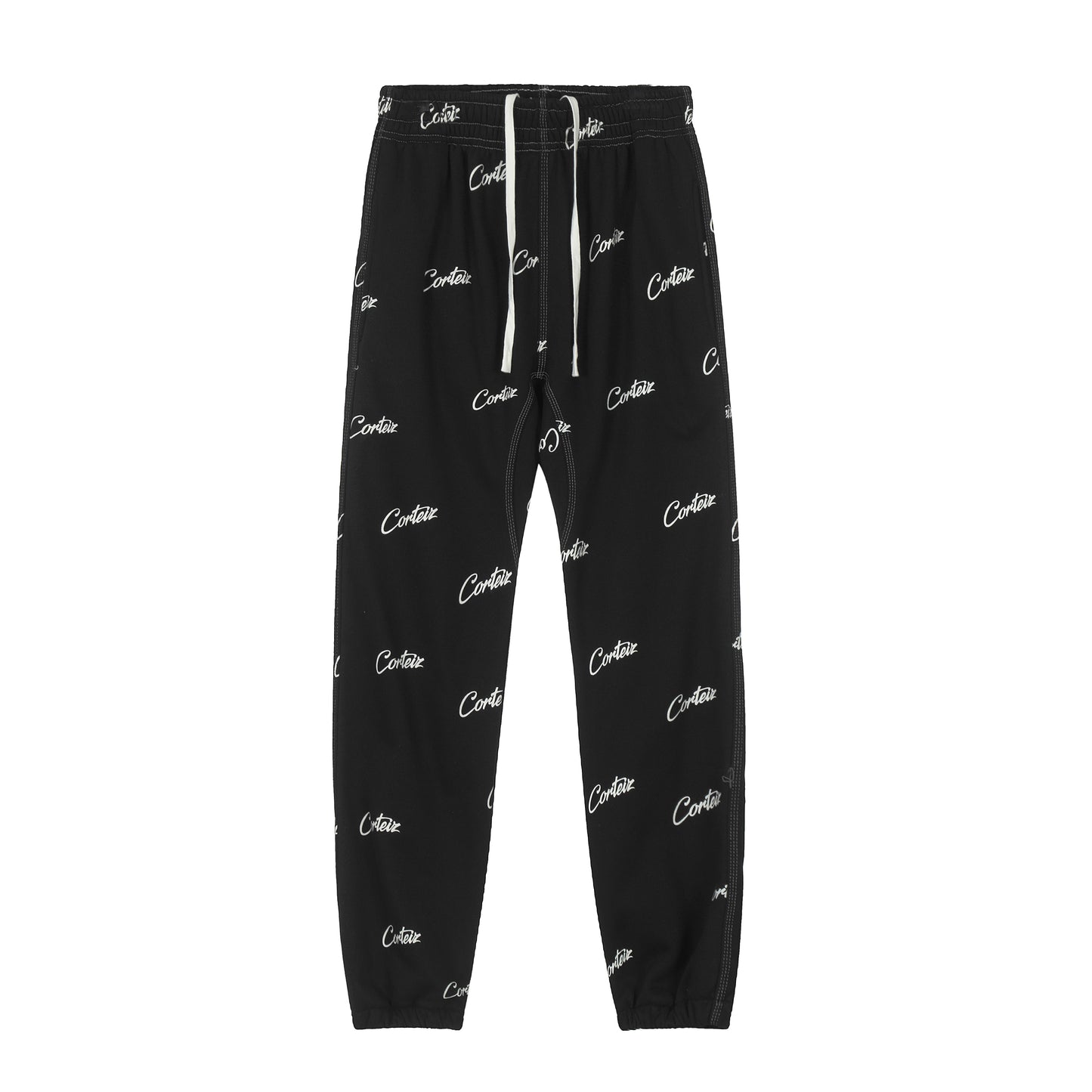 Corteiz - Joggebukse med All Over Print - Sort/Hvit