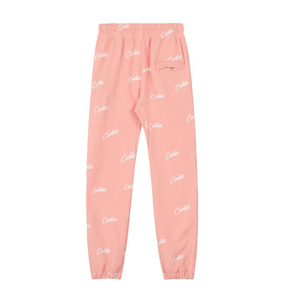 Corteiz -  Joggebukse med All Over Print - Rosa/Hvit