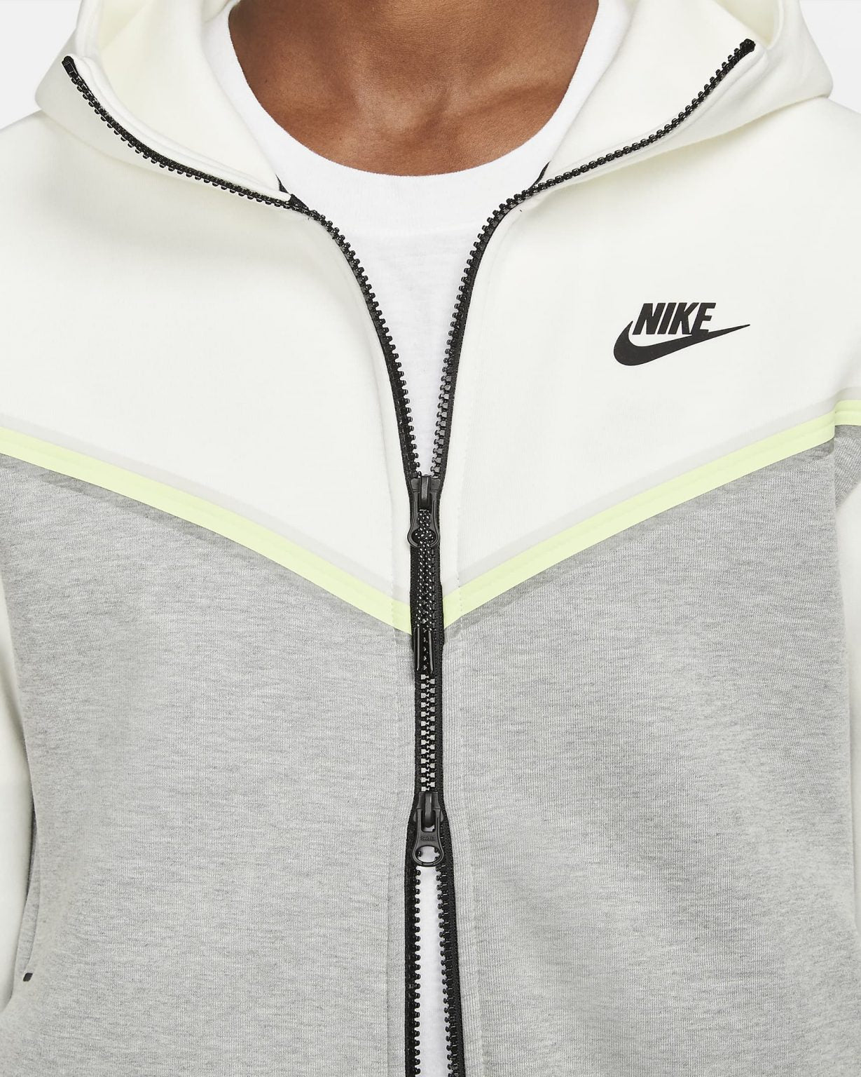 NIKE - Hettegenser NSW Tech Fleece Hvit/Grå/Grønn